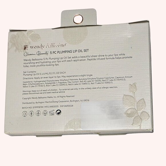 Wendy Bellissimo 5PC Lip Oil Set – Peptide Infused, Vegan, Clean Beauty,Plumping - Picture 2 of 2